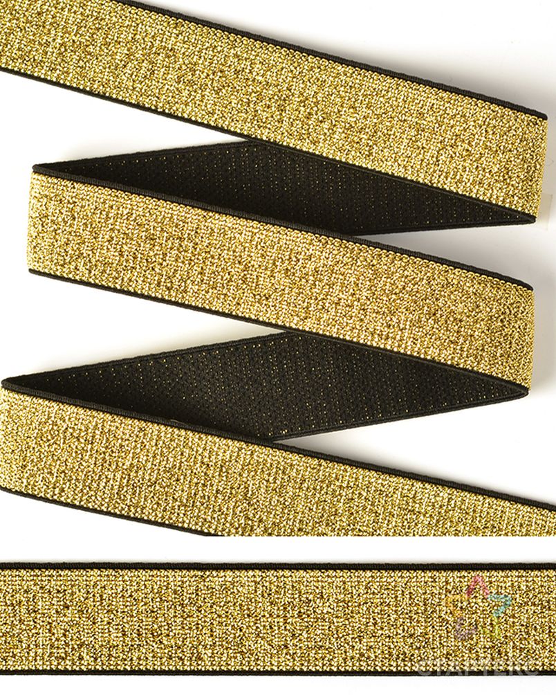 Резинка тканая металлизированная ET.25BLG ш.2,5см (черный/золото) арт. МГ-92170-1-МГ0538239 2