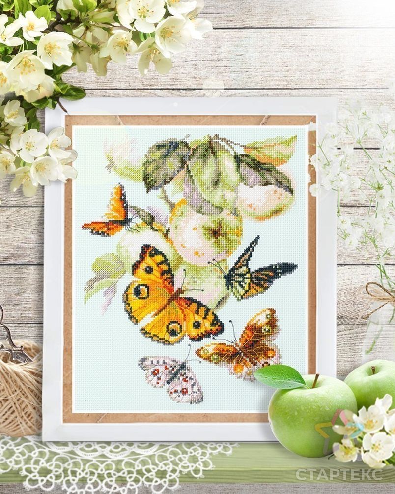 Набор для вышивания ЧУДЕСНАЯ ИГЛА Бабочки на яблоне 21х27 см арт. МГ-92644-1-МГ0787692 3