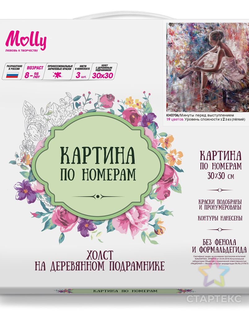 Картины по номерам Molly Минуты перед выступлением (19 цветов) 30х30 см арт. МГ-96340-1-МГ0859757 2