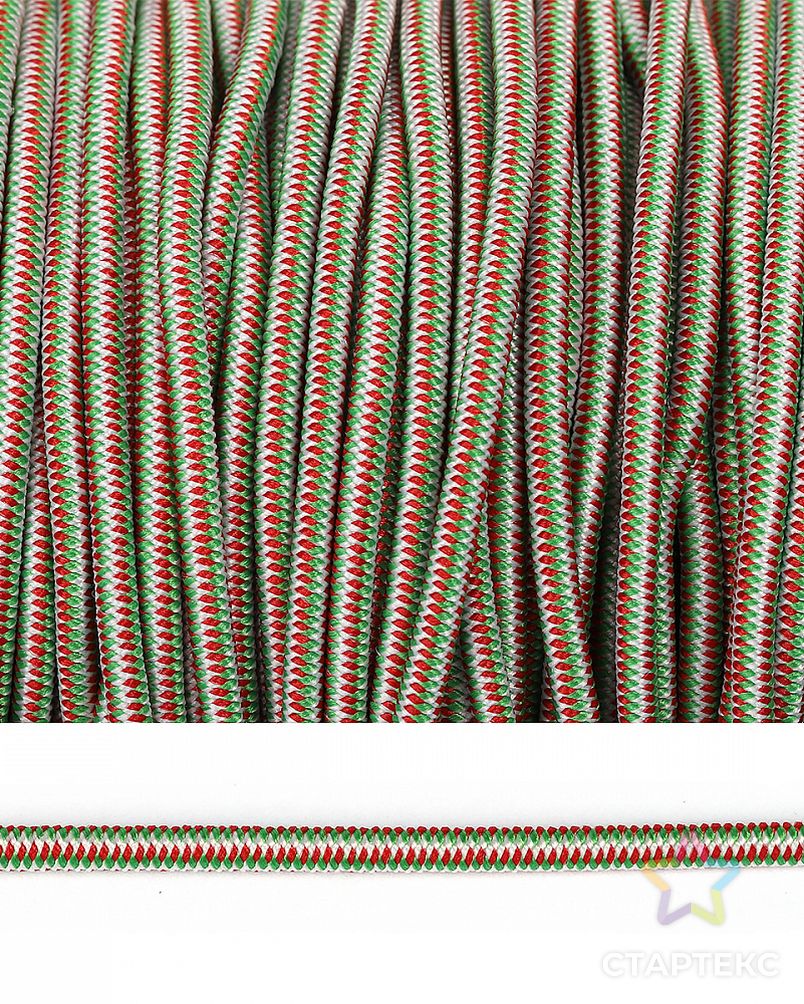 Резинка шляпная (шнур круглый) декоративная д.0,25см (зеленый/красный) арт. МГ-106713-1-МГ0958328
