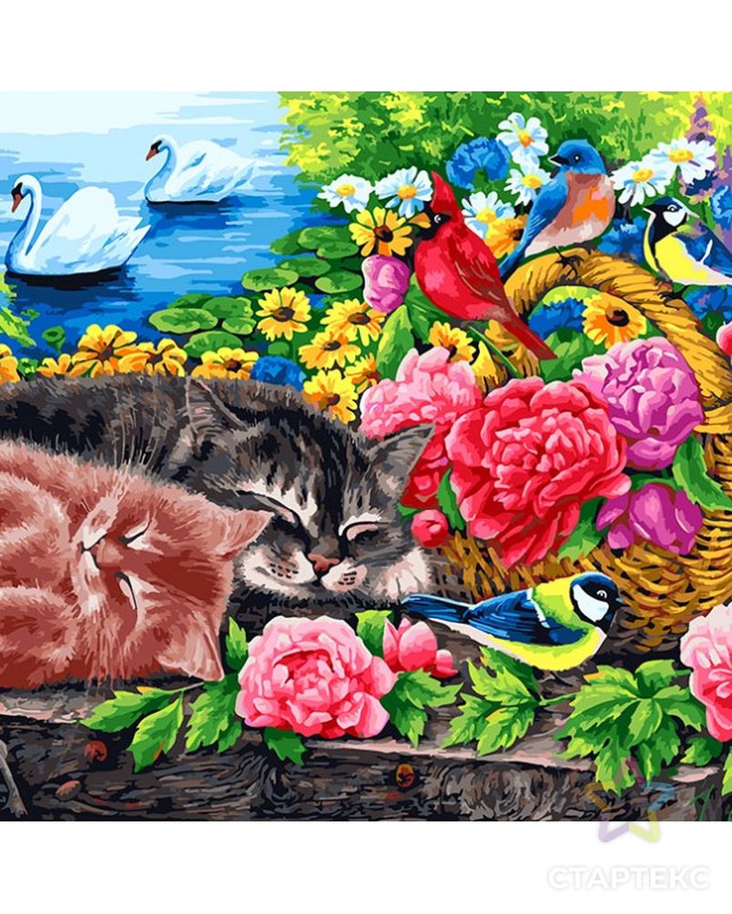 Картины по номерам Белоснежка Корзина с цветами 40х50 см арт. МГ-108001-1-МГ0960539 2