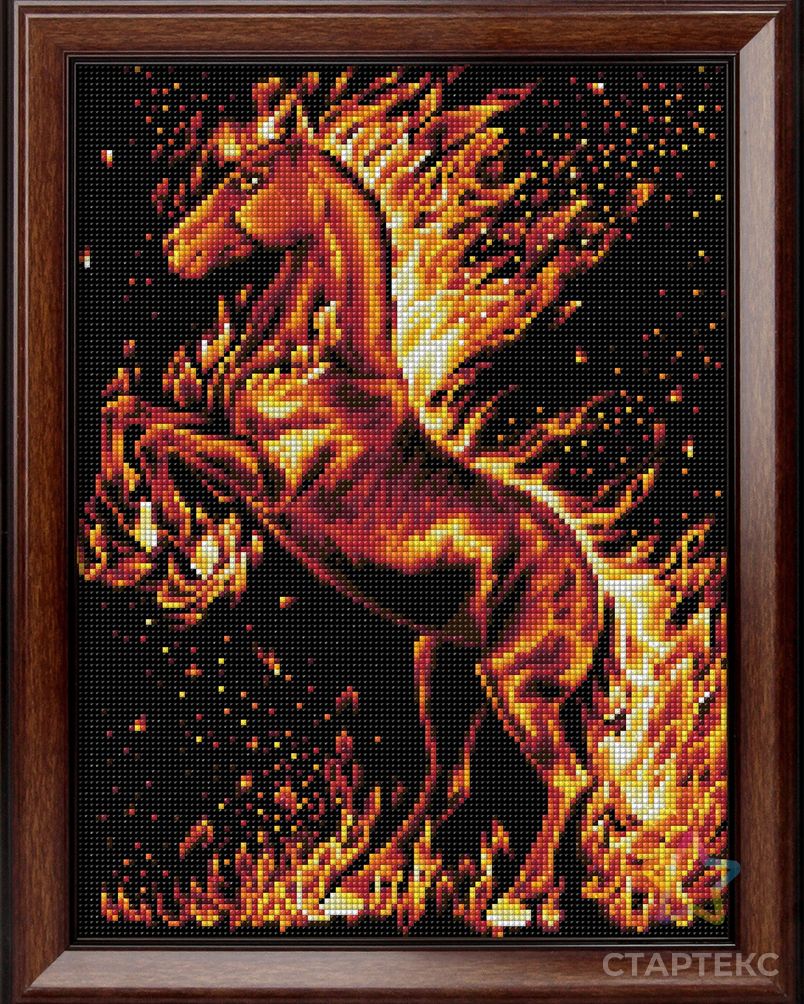 Набор для изготовления картин АЛМАЗНАЯ ЖИВОПИСЬ «Огненный конь» 30х40 см арт. МГ-108585-1-МГ0978344 3