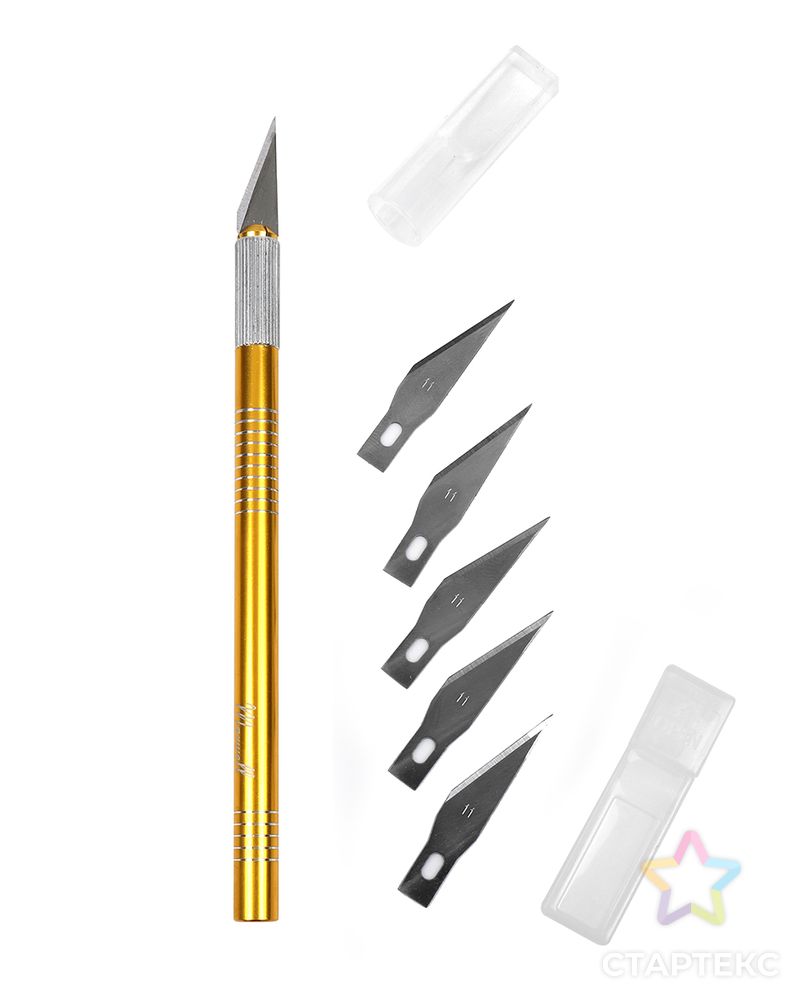 Макетный нож цанговый Maxwell медь + 5 лезвий цв.ассорти арт. МГ-109874-1-МГ0975136 6