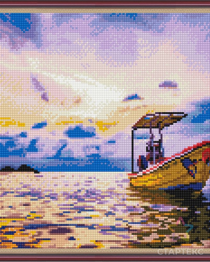 Картина 3D мозаика с нанесенной рамкой Molly Рыбацкая лодка 40х50 см арт. МГ-110043-1-МГ0989716