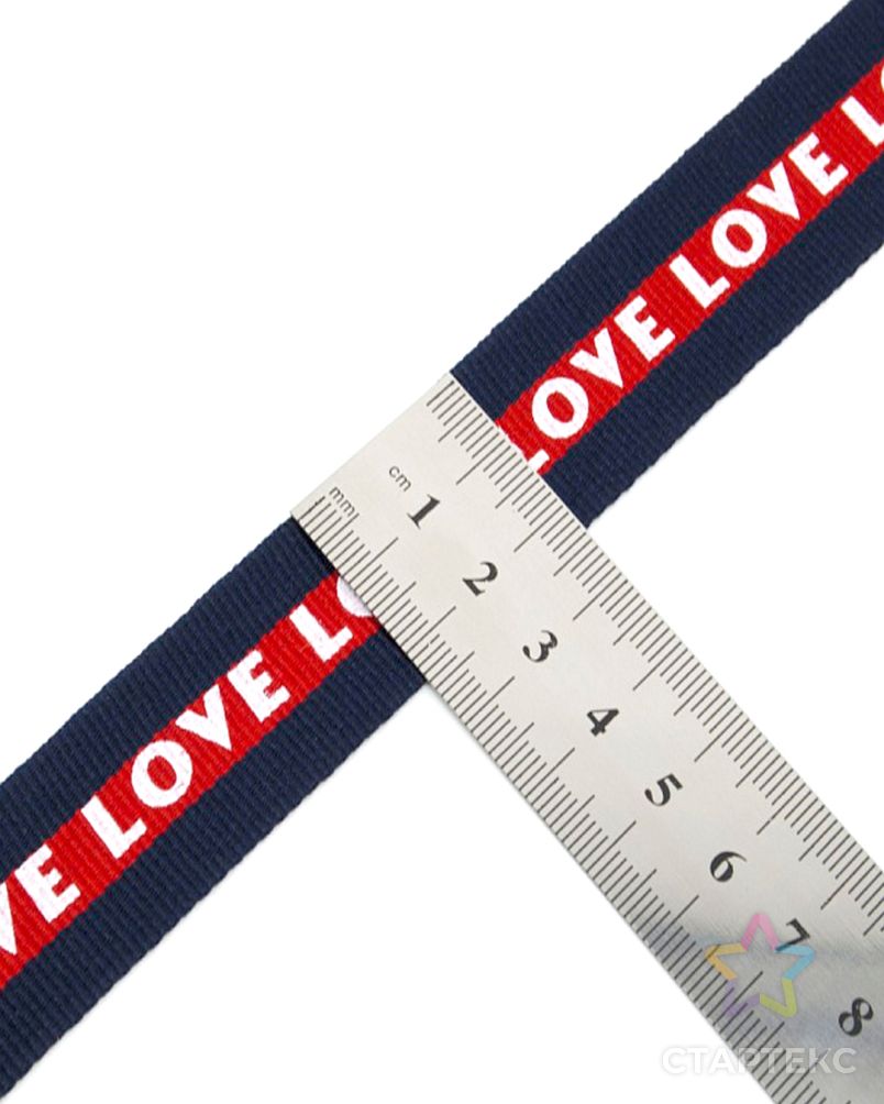 Лента репсовая ш.2,5см 50м с белой печатью "LOVE" арт. РЛН-62-2-40816.001 2