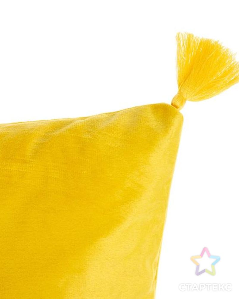 Чехол на подушку с кисточками Этель цвет желтый, 45х45 см, 100% п/э, велюр арт. СГН-150-1-ОТ00047.001 2