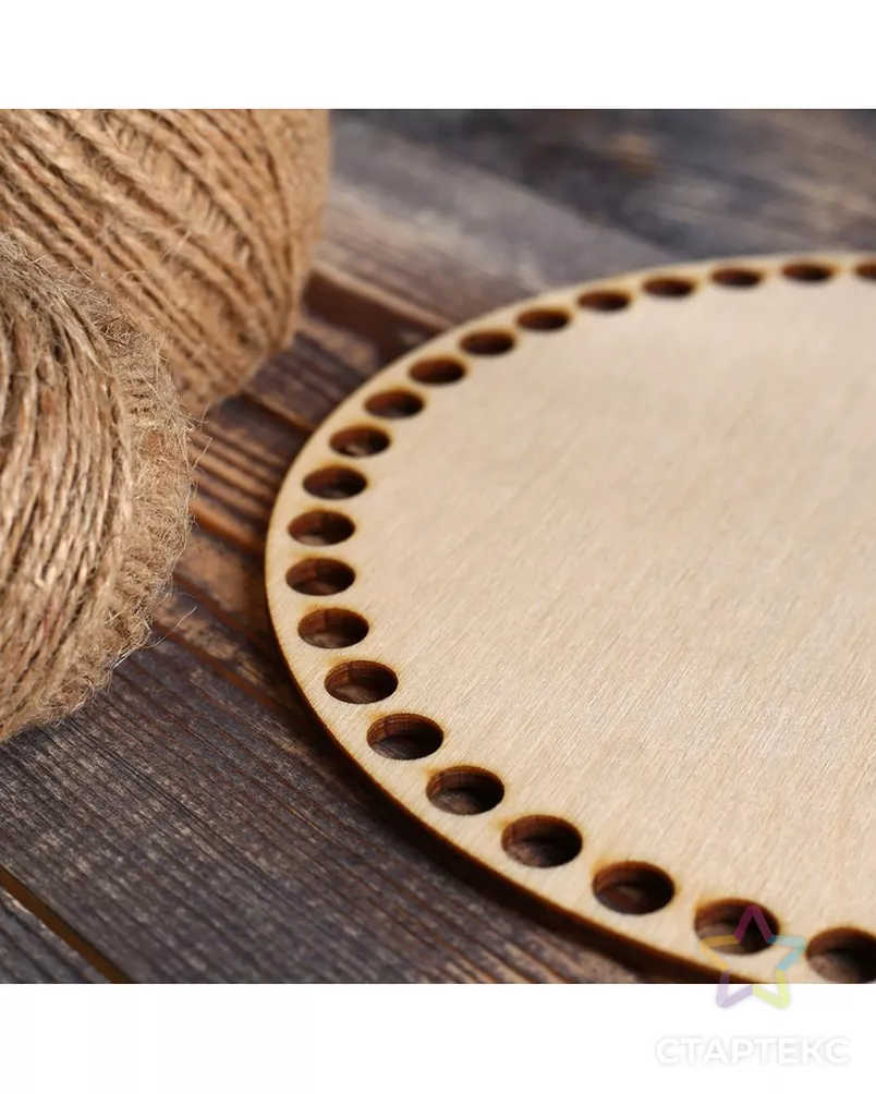 Заготовка для вязания "Круг", донышко хдф коричневый гладкий, 20 см, d=9мм, микс арт. ВЗ-4-1-47004 - рис. 2