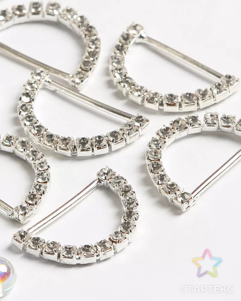 Украшение полукольцо со стразами 20мм металл, 10шт арт. ПРС-5077-1-ПРС0030203 - рис. 2