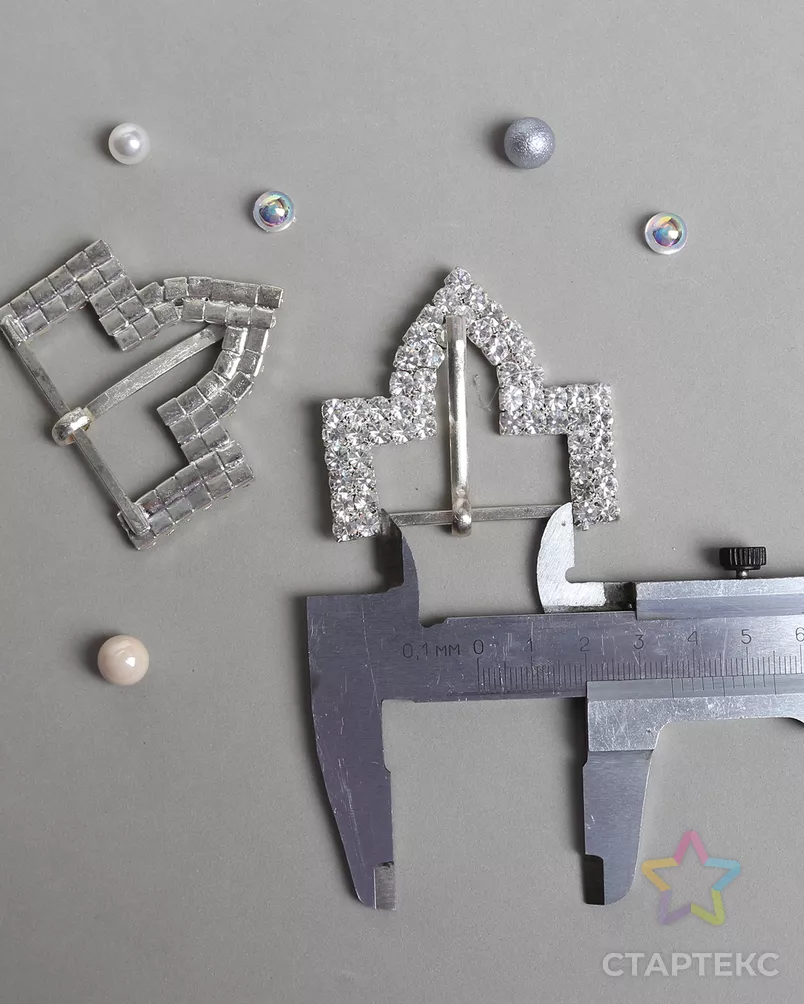 Украшение со стразами 55мм металл, 5шт арт. ПРС-5076-1-ПРС0004231 - рис. 2