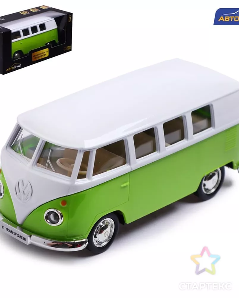 Машина металлическая VOLKSWAGEN TRANSPORTER T1, 1:32, инерция, цвет зеленый  - купить в Кирове оптом и в розницу по недорогой цене в интернет-магазине  Стартекс (СМЛ0007152974)