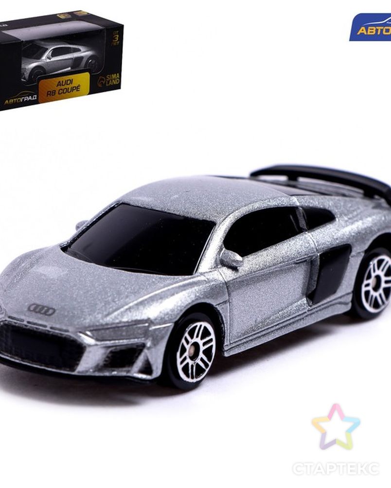 Машина металлическая AUDI R8 COUPE, 1:64, цвет серебро