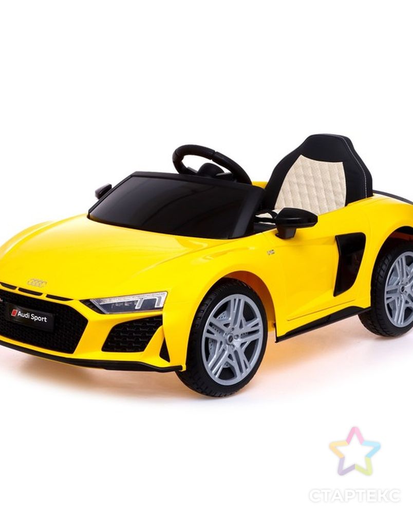 Электромобиль AUDI R8 SPYDER, EVA колеса, кожаное сидение, цвет желтый -  купить в Кирове оптом и в розницу по недорогой цене в интернет-магазине  Стартекс (СМЛ0007167090)