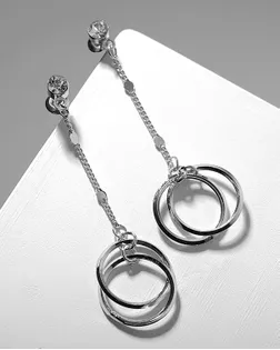 Серьги висячие со стразами "Чувства" кольца арт. СМЛ-33846-1-СМЛ4314611