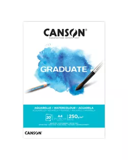 "Canson" Альбом для акварели "Graduate" 250 г/м2 A4 21 х 29.7 см склейка с одной стороны 20 л. C400110374 мелкозернистая арт. ГММ-117169-1-ГММ108034004584