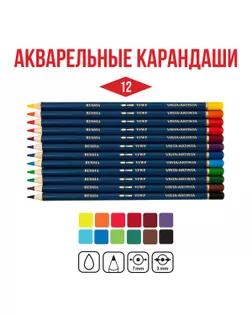 "VISTA-ARTISTA" Fine VFWPM-12 Акварельные карандаши набор заточенный 2 х 12 цв. в металлической коробке. арт. ГММ-116901-1-ГММ108558766084