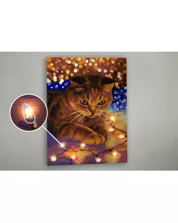 "ФРЕЯ" PNB/PMDD-188 Набор для раскрашивания по номерам 40 х 30 см "Котик с огоньками" арт. ГММ-115042-1-ГММ110154060224