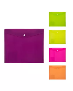 "Expert Complete" Trend NEON Папка-конверт для тетрадей с кнопкой A5+ 180 мкм волокно 10 шт. ассорти EC211130200 арт. ГММ-116783-1-ГММ115741533854