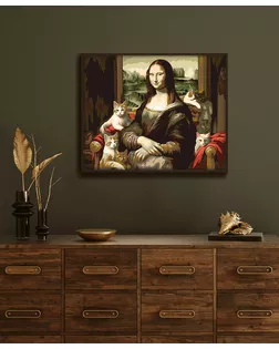 "ФРЕЯ" PNB/PL-248 Набор для раскрашивания по номерам 50 х 40 см "Мона Лиза и котики" арт. ГММ-116953-1-ГММ119248680904