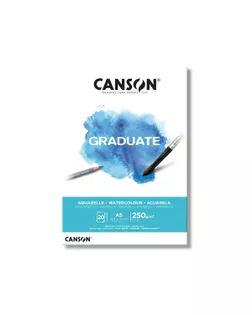 "Canson" Альбом для акварели "Graduate" 250 г/м2 A5 14.8 х 21 см склейка с одной стороны 20 л. C400110373 арт. ГММ-117832-1-ГММ125137274204