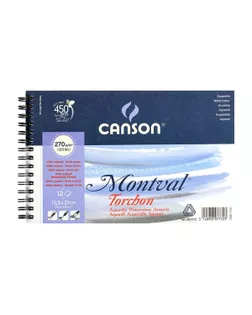 "Canson" Альбом для акварели 270 г/м2 13.5 х 21 см на спирали 12 л. снежное зерно C200807772 арт. ГММ-117834-1-ГММ125413703334