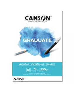 "Canson" Альбом для акварели "Graduate" 250 г/м2 A3 29.7 х 42 см склейка с одной стороны 20 л. C400110375 арт. ГММ-117839-1-ГММ125417585134