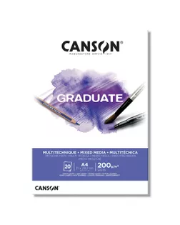 "Canson" Альбом для смешанных техник "Graduate Mix Media" 200 г/м2 A4 склейка с одной стороны 20 л. C400110377 Белый арт. ГММ-117845-1-ГММ125503028084