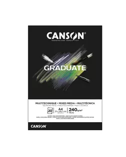 "Canson" Альбом для смешанных техник Graduate BLACK 240 г/м2 A4 склейка с одной стороны 20 л. C31250P017 арт. ГММ-117853-1-ГММ125564457764