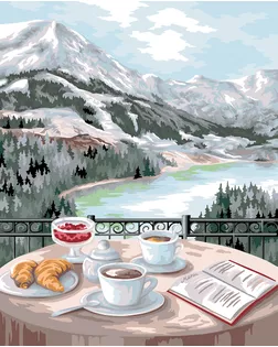 "ФРЕЯ" PNB/PLC-257 Набор для раскрашивания по номерам ( цветной холст ) 50 х 40 см "Завтрак с видом на горы" арт. ГММ-117115-1-ГММ126628563944