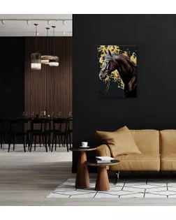 "ФРЕЯ" PNB/PMPT-275 Набор для раскрашивания по номерам ( эффект черного холста ) ( с поталью ) 40 х 30 см "Вороной скакун" арт. ГММ-117518-1-ГММ129859482064