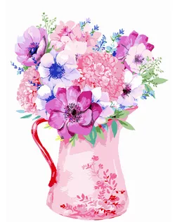 "ФРЕЯ" PNB/C3 Холст для раскрашивания по номерам 40 х 30 см СК/Распродажа №46 "Анемоны и гортензия" арт. ГММ-113593-49-ГММ130749008794