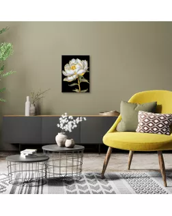 "ФРЕЯ" PNB/PMB-307 Набор для раскрашивания по номерам ( эффект черного холста ) ( с краской-металлик ) 40 х 30 см "Золотой пион" арт. ГММ-117940-1-ГММ133379934134