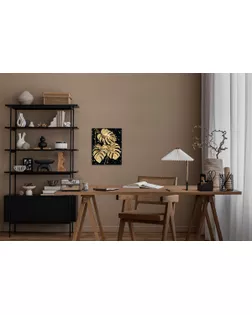 "ФРЕЯ" PNB/PLPT-314 Набор для раскрашивания по номерам ( с поталью ) ( эффект черного холста ) 50 х 40 см "Золотые листья монстеры" арт. ГММ-118717-1-ГММ135875779264