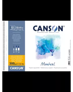 "Canson" Альбом для акварели "Montval" 100% целлюлоза 300 г/м2 32 х 41 см на спирали 12 л. C200807166 мелкозернистая арт. ГММ-119449-1-ГММ139432030384
