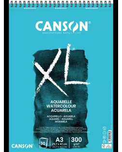 "Canson" Альбом для акварели XL Aquarelle 300 г/м2 A3 29.7 х 42 см на спирали 30 л. C400039171 арт. ГММ-119458-1-ГММ139744098924