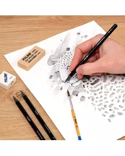 "Milan" Набор в метал.коробке с 3 водорастворимыми карандашами Todographite без древесной стружки + точилка для карандашей Afila + ластик The Master Gum + кисточка 1 шт. 07168103C арт. ГММ-118421-1-ГММ140026183334