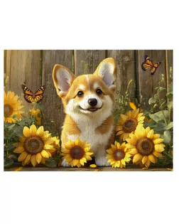 "ФРЕЯ" Пазл 120 элемент. PZL-120/05 Корги в подсолнухах арт. ГММ-119674-9-ГММ140111225044