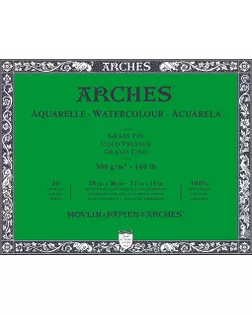 "Arches" Альбом для акварели CP Watercolour 100% хлопок 300 г/м2 36 х 28 см склейка с четырех сторон 20 л. A1711600 среднезернистая арт. ГММ-119647-1-ГММ140420650944