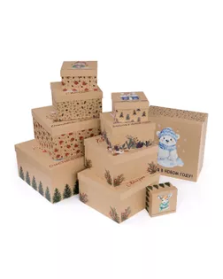 "Stilerra" SBOX-SKN4-10 Набор подарочных крафт-коробок 10 в 1 10 х 10 х 6 - 28 х 28 х 15 см 02 Персонажи арт. ГММ-119246-2-ГММ144383806674