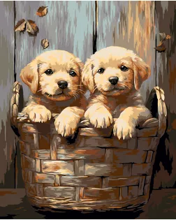 "ФРЕЯ" PNB/PL-357 Набор для раскрашивания по номерам 50 х 40 см "Пушистые друзья в корзинке" арт. ГММ-119504-1-ГММ147958181824