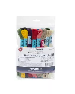 Нитки для вышивания набор мулине "Вышивальщица-15" 100% хлопок 15 x 8 м ассорти 3 арт. ГММ-110632-2-ГММ154440785414