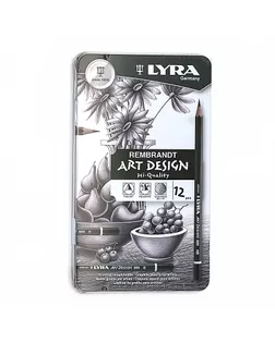 "LYRA" L1111120 Набор карандашей Art Design заточенный ассорти 12 шт. ассорти 6B-4H в металлической коробке L1111120 арт. ГММ-117624-1-ГММ005040500683