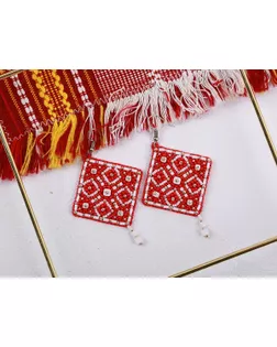 "Klart" набор для вышивания 10-507 "Серьги квадратные. Красный орнамент" арт. ГММ-107132-1-ГММ070653902894