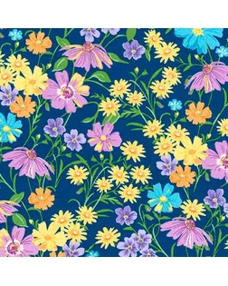 Ткань для пэчворка PEPPY WILDFLOWERS ФАСОВКА 50 x 55 см 122±5 г/кв.м 100% хлопок FLH-20288-9 NAVY арт. ГММ-109712-1-ГММ076897311144