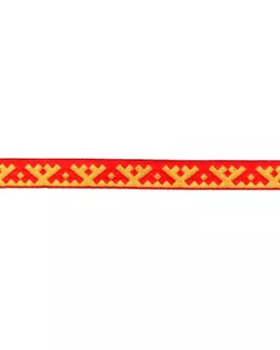 Лента жаккардовая 18 мм С3771 25 м отделочная "Орнамент для северных народов" рис 6753 красно-желтый (№1) арт. ГММ-107250-4-ГММ081811784254