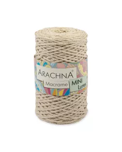 Пряжа ARACHNA "Macrame Mini Lurex" 75% хлопок, 15% полиэстер, 10% люрекс 4 шт. х 250 г 200 м №24 натуральный-серебро арт. ГММ-110337-1-ГММ083457925174