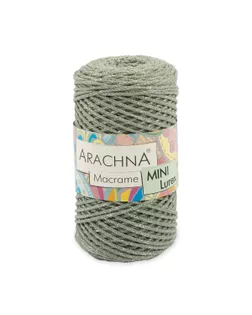 Пряжа ARACHNA "Macrame Mini Lurex" 75% хлопок, 15% полиэстер, 10% люрекс 4 шт. х 250 г 200 м №45 св.хаки-серебро арт. ГММ-110337-3-ГММ083523817124