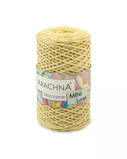 Пряжа ARACHNA "Macrame Mini Lurex" 75% хлопок, 15% полиэстер, 10% люрекс 4 шт. х 250 г 200 м №124 св.желтый-золото арт. ГММ-110337-4-ГММ083523823954