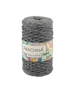 Пряжа ARACHNA "Macrame Mini Lurex" 75% хлопок, 15% полиэстер, 10% люрекс 4 шт. х 250 г 200 м №17 серый-серебро арт. ГММ-110337-5-ГММ083523990294