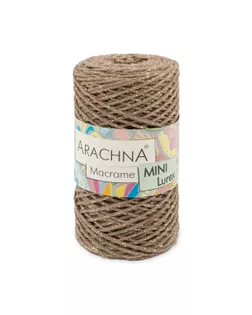 Пряжа ARACHNA "Macrame Mini Lurex" 75% хлопок, 15% полиэстер, 10% люрекс 4 шт. х 250 г 200 м №26 св.коричневый-золото арт. ГММ-110337-7-ГММ083524003124