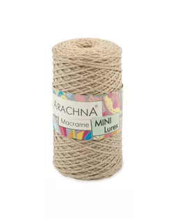 Пряжа ARACHNA "Macrame Mini Lurex" 75% хлопок, 15% полиэстер, 10% люрекс 4 шт. х 250 г 200 м №03 бежевый-золото арт. ГММ-110337-8-ГММ083524003564